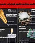Hella Precise Pneumatic Dot Peen Marking Machine Portable Metal Engraver showing alloy marking needle and microcontroller details.