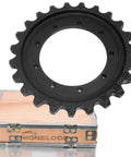 Heavy Duty Drive Sprocket For Takeuchi Tb135 Tb138fr Mini Excavator 23 Teeth 9 Bolt on wooden crate background.