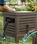 Heavy Duty Hose Reel With Never Leak System Metal Deck Box Hideaway for 125 Feet 5 8 Inch Hose with secure foot pedal