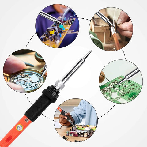 60W Adjustable Soldering Iron Kit With On Off Switch And Temperature Control Pro Grade DIY Soldering Tool Set for electrical repairs