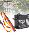 Heavy Duty 180 Degree Brushless Servo Delivering Beast Mode 45kg Coreless Motor Power and Full Steel Gears for RC usage.