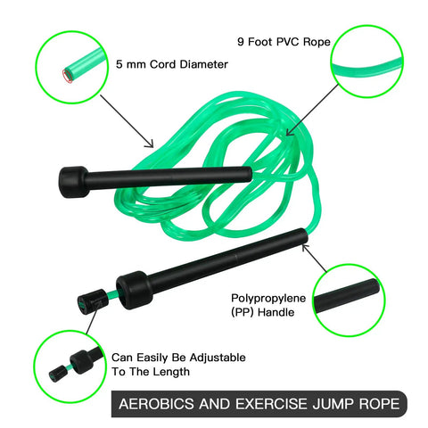 10 Pack PVC Jump Ropes For Cardio Fitness Versatile Adjustable Skipping Rope Set featuring 9 ft PVC rope with PP handles, detail view