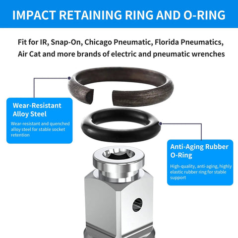 20 Sets Of Three Eighths Inch And One Half Inch Impact Retaining Ring Clips With O Rings Friction Rings Socket Retainer Kit And Anvil Installation Tool