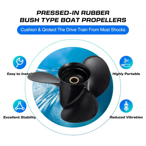 Aluminum Boat Propeller 10.3 Inch Diameter 12 Pitch Right Hand 14 Spline 3 Blade Fits 15 To 35 HP Stern Drives