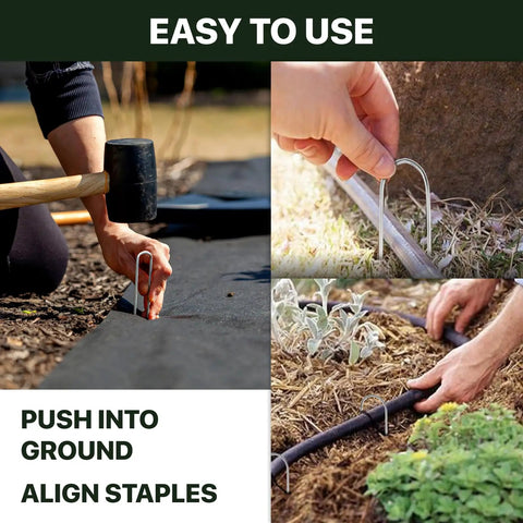 Beefy 4 Inch U Shaped Landscape Staples Pack Of 40 For Soaker Hose Drip Line Tubing Garden Galvanized 11 Gauge Ground Stakes