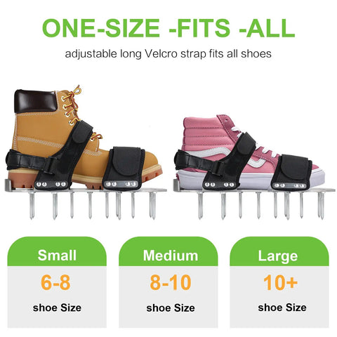 Super Easy Manual Lawn Aerator Shoes With Aluminum Soleplate And Stainless Steel Spikes for all shoe sizes on different boots