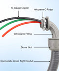 Half Inch Power Whips Assembly 4 Ft Nonmetallic Liquid Tight Flexible Conduit Kit with 3 Conductors 10 Gauge THHN Electrical Wires