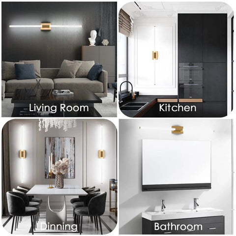 Modern LED Vanity Light With 360 Degree Full Lighting For Bathroom Mirror Makeup Ready 47.24Inch Brass Wall Sconce 36W 5500K Cool White Integrated LED Hardwired Fixture Anti Corrosion Brass Finish Wide Bright Illumination