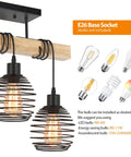 Plug In Wall Sconces Set Of Two Farmhouse Style Wall Mounted Lights With Metal Cage Lampshades And Solid Wood Beam, bulb options