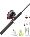 Spincast Reel And Fishing Rod Combo 5 Foot 6 Inch Two Piece Rod Right Hand Retrieve Pre Spooled With 10 Pound Cajun Line Includes 27 Piece Tackle Kit