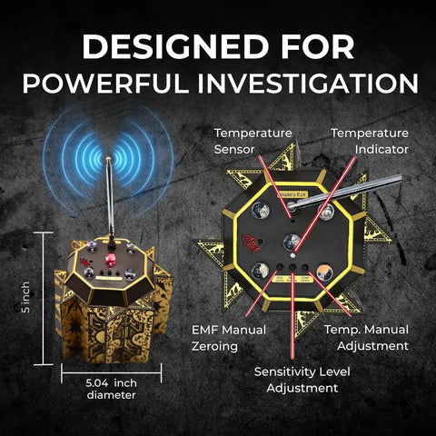 Dual Sensor Proximity And Temperature Ghost Hunting Gear With ATDD Temperature Deviation Monitoring, 5x5 inches, rechargeable