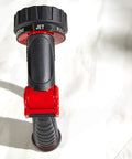 Top view of black and red 7 Pattern Watering Nozzle With Thumb Control For Backyard Bosses From Rainlike Shower To Powerful Jet