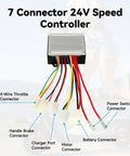 24V Electric Scooter Controller Kit Replacement For Razor MX350 MX400 E200 E300 E300S Pocket Mod With On Off Switch And Charger Port showing connectors.