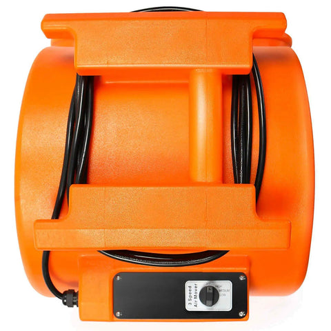 Heavy Duty Industrial Air Mover Carpet Dryer And Stackable Floor Blower with Three Speed Settings top view in orange