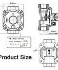 Technical drawing of NG LPG convertible gas regulator showing dimensions and specifications.