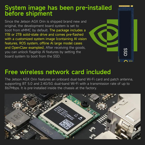 Image showing the Orin 64GB Development Kit Plug And Play With 275 TOPS AI Power, 2TB SSD, Ubuntu Ready For Embodied Intelligence setup.