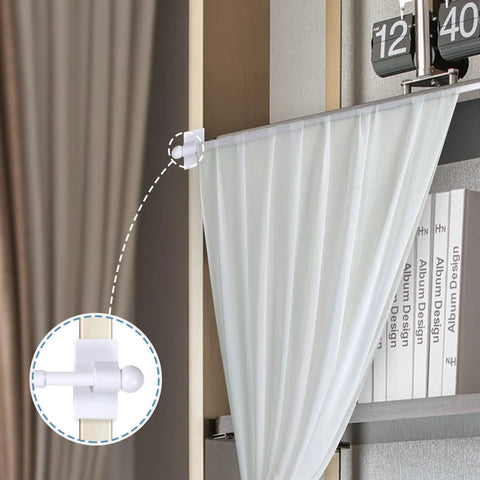 Magnetic Curtain Rods 4 Pack For Metal Doors Nine To Sixteen Inch Adjustable Half Inch Diameter White No Tools Required No Fuss Install