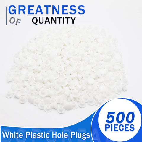 Image of 500 Pcs 5 Mm Plastic Hole Plugs White 3/16 Inch Round Shelf Hole Covers for cabinets, cupboards, and furniture.