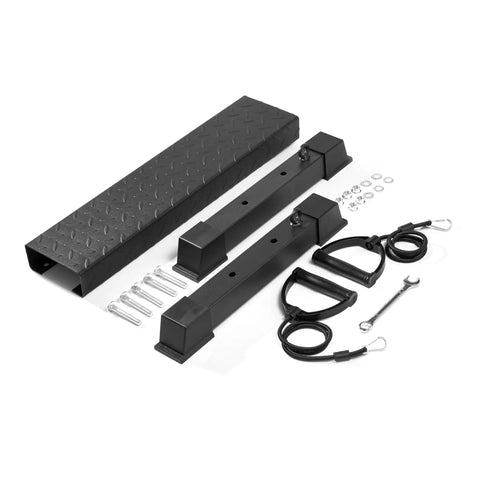 Premium Steel Calf Raise Block And Stretch Board For Savage Leg Days Adjustable Incline Platform with accessories and hardware.