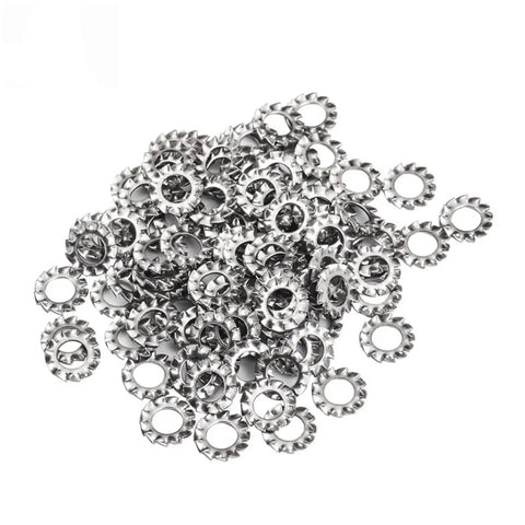 Stainless Steel External Star Washer Kit 304 Grade, 300 Pcs Metric Fastener Set With Sizes M2.5 To M12 Including M2.5 M3 M4 M5 M6 M8 M10 M12 Rust Resistant For Your Home Shop And Gear Builds displayed as a pile