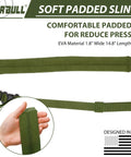 Quick Adjust 2 Point Rifle Sling With HK Hook Padded Shoulder Pad Hands Free Carry For Rifle Shotgun Crossbow Easy Quick Release Buckle Outdoor Hunting Gear Army Green, showing padded green strap and adjustment buckle.