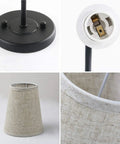 Close-up of Rustic Vintage Wall Sconce Set Of 2 with flared funnel linen shade, matte black base, and E26 socket.