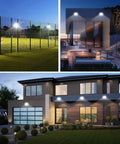 Dual Pack 100W LED Flood Lights With Plug, 12000 Lumens Bright Daylight 6000K illuminating outdoor spaces like fields and homes