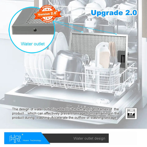 Dishwasher interior with Upgraded W10169961A Universal Fit Aluminum Range Hood Filter Replacement 10.5x12 Inch Mesh Grease Filter