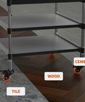 Heavy Duty Two Inch Caster Wheels With Five Sixteen Eighteen By One Threaded Stem Set Of Four Dual Locking Brake Replacement Casters on shelving unit.