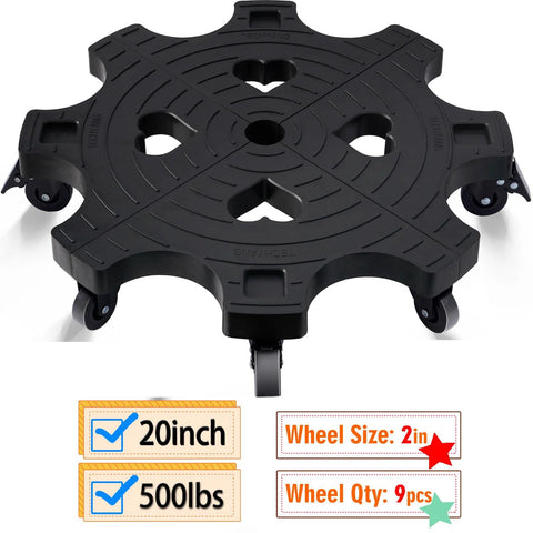 20 Inch Heavy Duty Rolling Plant Caddy With Casters For Indoor And Outdoor Use Large Plant Dolly Supports Up To 500 Lbs With 9 Wheels