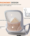 Ergonomic Mid Back Mesh Office Chair With Wheels And Lumbar Support For Home And Office, Breathable Backrest shown from back