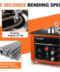 Centall 1 Inch 1600W Electric Rebar Bender With Dual Foot Pedals Ultra Fast Bending Tool For 1/4 To 1.3 Inch Steel Rod Angle Up To 180 Degrees close-up of bending mechanism and control panel.