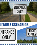 Two Pack Entrance Only And Exit Only Signs Set Made From 80 Mil Aluminum, 18 By 12 Inches, White Reflective Background With Bold Black Letters