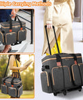 Multiple carrying methods of detachable trolley rolling teacher tote bag with padded laptop compartment, elegant gray