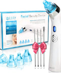 Blue Blackhead Remover Facial Cleanser Vacuum with five probes and a sleek design, shown with package for deep pore cleansing pimples.