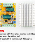 Beast 300W 3 Phase PWM DC Brushless Motor Speed Controller Sensorless with circuit board and heatsink top view