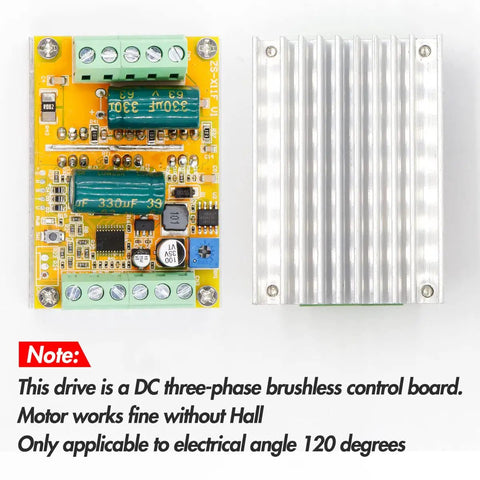 Beast 300W 3 Phase PWM DC Brushless Motor Speed Controller Sensorless with circuit board and heatsink top view
