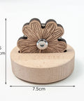 Wooden Thread Cutter Blade for Sewing with Daisy Flower Design, Sharp Precision Blade on Sturdy Wooden Base, 7.5cm x 6cm