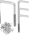 Heavy Duty 304 Stainless Steel U Bolts Four Pack With Lock Nuts And Washers For Boat Trailers And Three Inch Square Beams Half Inch Diameter