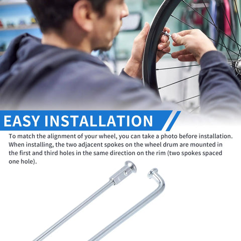 Person installing 12G 205mm Bicycle Spokes Set For All Wheel Types Ride Ready Universal Carbon Steel Galvanized Spokes