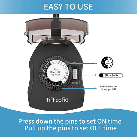 Dual Grounded Outdoor Timer Outlet With 24 Hour Mechanical Dial And Repeating On Off Schedule For Pool Pump And Outdoor Lights Waterproof