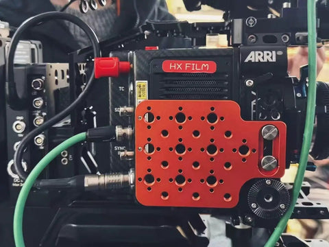 Fifteen Piece Nickel Brass Location Fix Pin Screws Lock Tight On Camera Quick Release Cheese Plates And Top Handles For A Clutch Shooting Rig Setup No Sweat mounted on ARRI camera, showing wiring and accessory connections.
