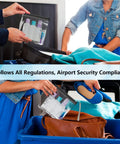 Clear TSA Approved Security Toiletry Bags Quart Size for EU UK and US Carry-On Regulations shown being packed in luggage.