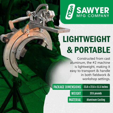 Open Frame Pipe Saddle Cutter For Beveling Torch Guide Features Quick Swap Three Size Spacers For 6 To 12 Inch Line Pipe Weld Prep with aluminum body