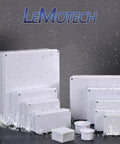 Heavy Duty Waterproof Junction Box IP55 Dustproof Abs Plastic Electrical Enclosure For Outdoor Wiring Projects Built Like A Tank With No Sweat Sealing In White, various sizes displayed.