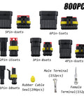 Awesome 800 Pc Weather Pack Kit With 1 To 6 Pin Connectors For Auto Marine Wiring Setup Featuring Super Tough Sealed Housings And Premium Brass Contacts To Keep Wiring Connections Safe From Moisture Rust And Dirt Every Single Day No Hassle., 800-piece connector kit with 1 to 6 pin sealed housings, terminals, and rubber cable seals