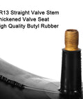Close-up of TR13 valve stem on Universal Fit Inner Tubes For 18x8.5-8, 18x9.5-8, 20x8-8 And 20x10-8 Tires with thickened valve seat