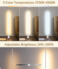 Farmhouse Dimmable Floor Lamp With 3 LED Edison Bulbs Included, color temperatures 2700K-6500K, adjustable brightness 10%-100%