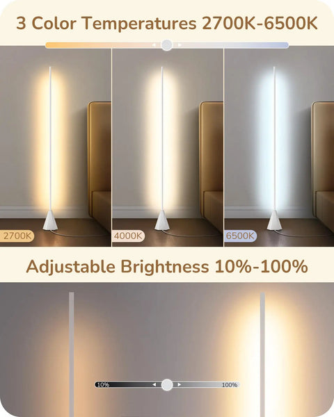 Farmhouse Dimmable Floor Lamp With 3 LED Edison Bulbs Included, color temperatures 2700K-6500K, adjustable brightness 10%-100%