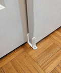 4 Pack Universal ABS Sliding Closet Door Floor Guides for 1-3/8 Inch Thick Doors White Bottom Guides with Screws installed on floor